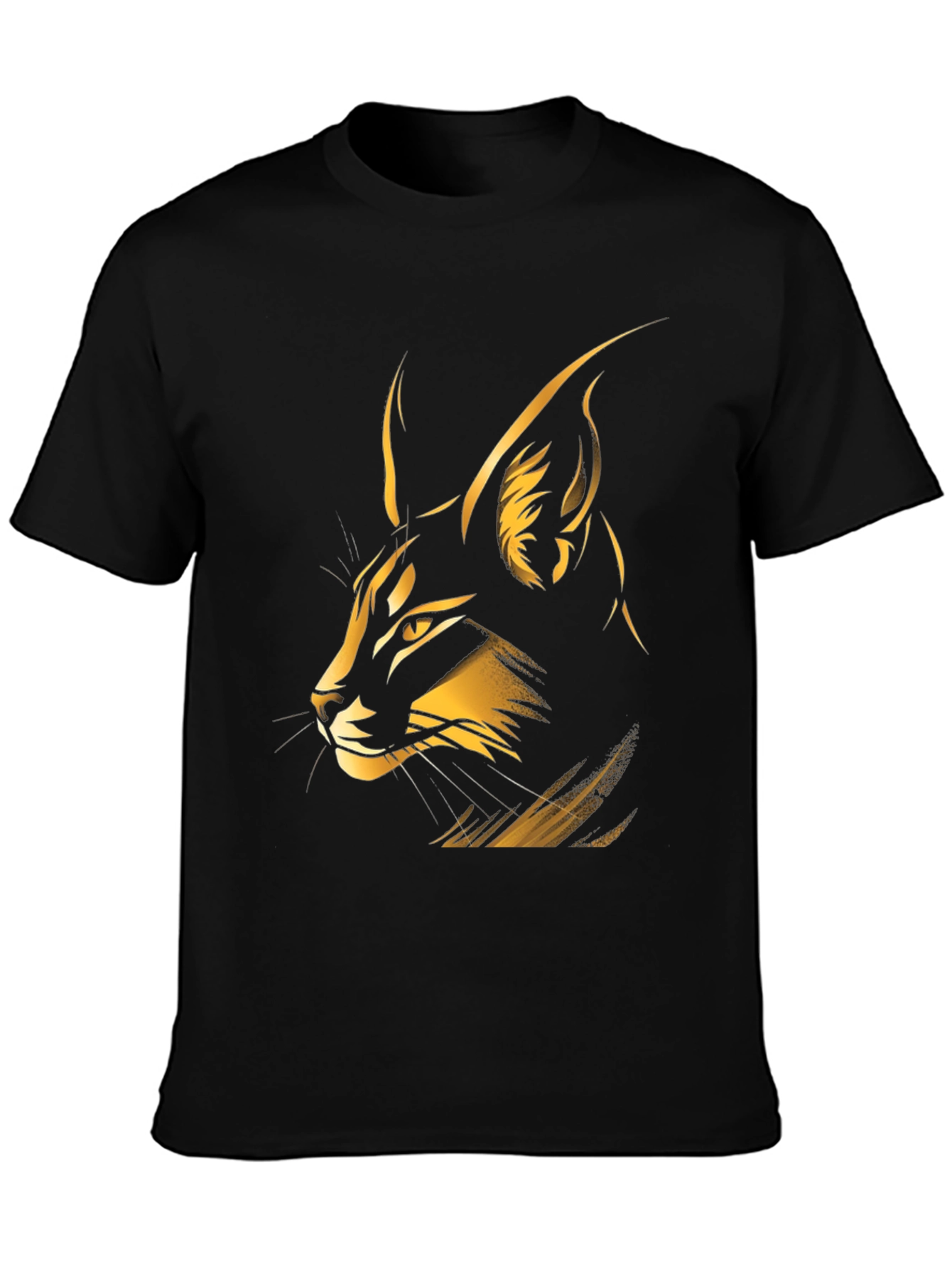 Caracal Cat Graphic Tee - Stylish Mens Black T-Shirt