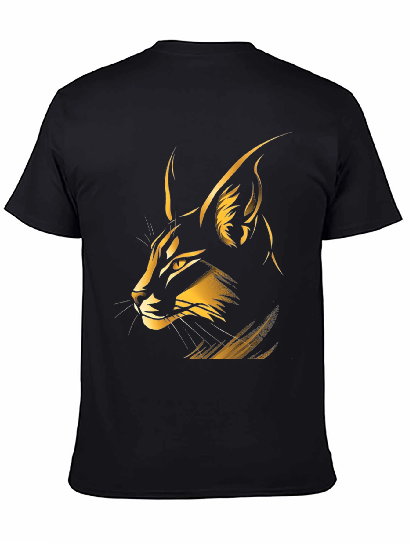 Caracal Cat Graphic Tee - Stylish Mens Black T-Shirt