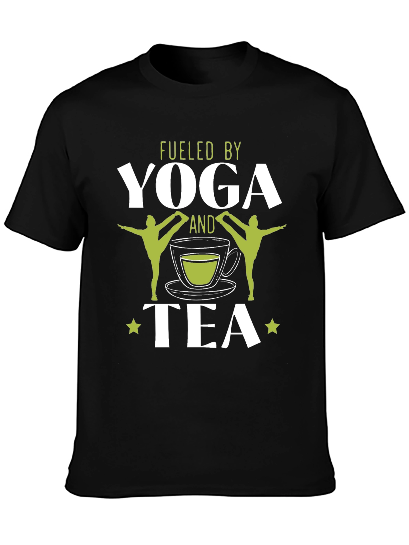 Fueled By Yoga & Tea Black Graphic T-Shirt