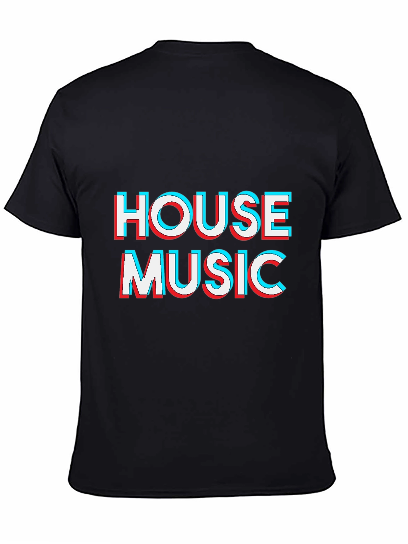 House Music Glitch Graphic Tee - Black Cotton T-Shirt