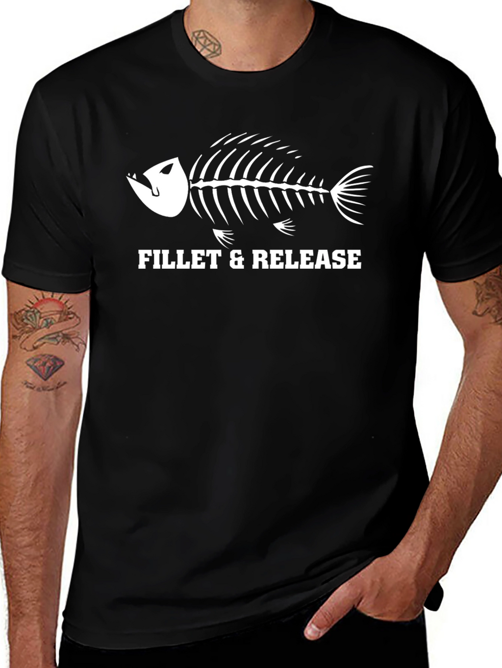 Fillet & Release Fish Skeleton Graphic T-Shirt