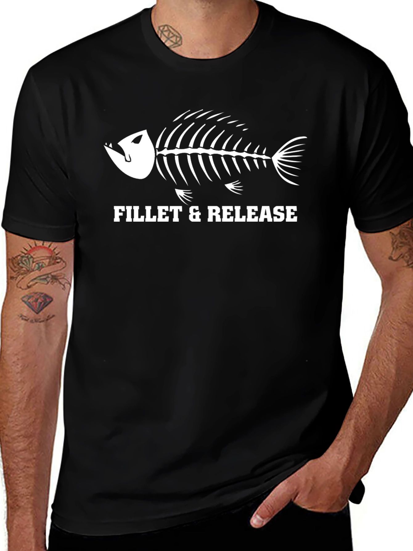 Fillet & Release Fish Skeleton Graphic T-Shirt