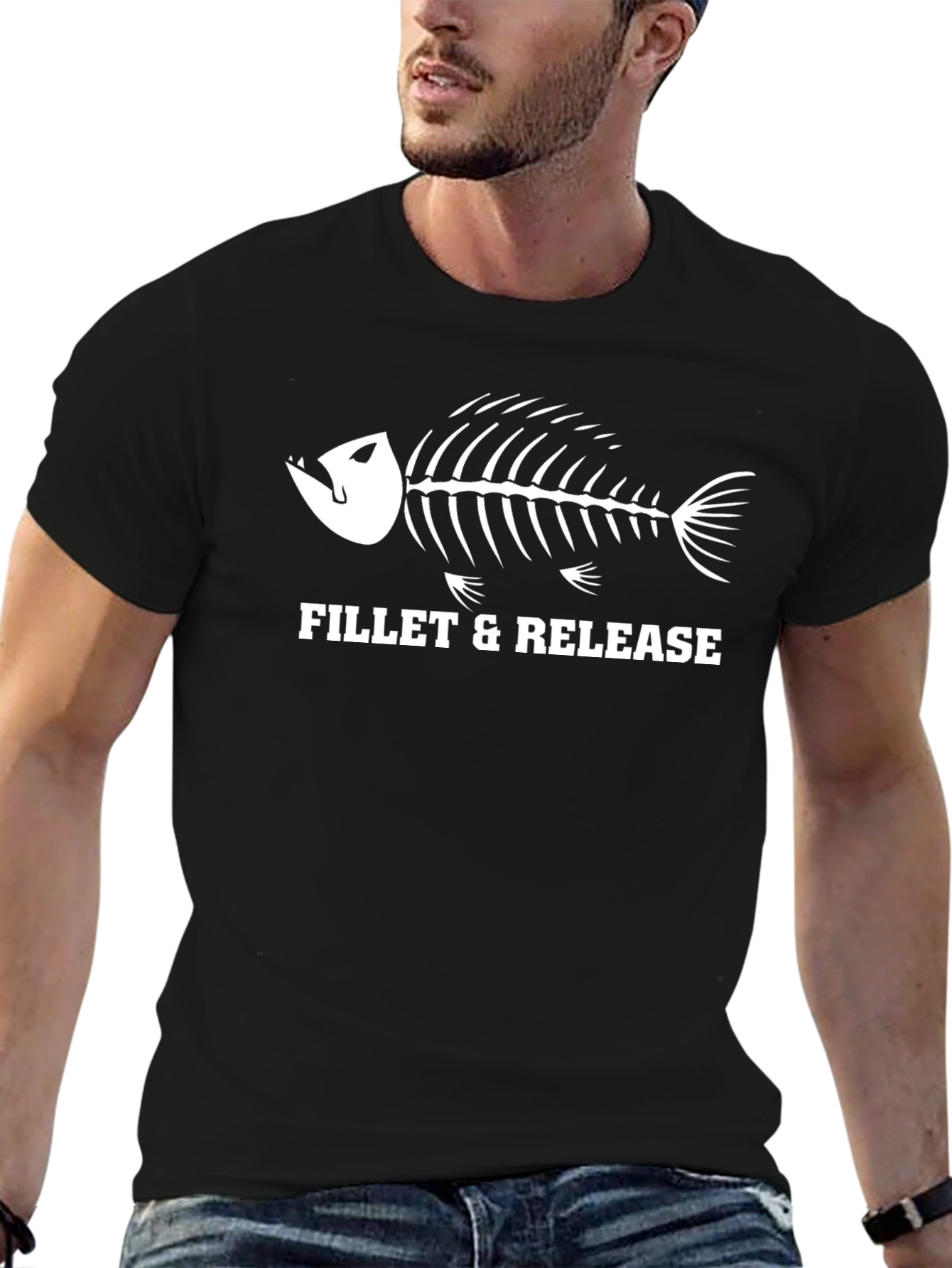 Fillet & Release Fish Skeleton Graphic T-Shirt