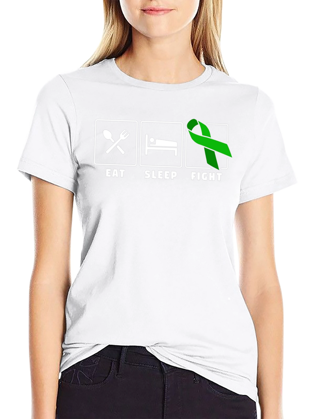 Eat Sleep Fight Green Ribbon T-Shirt