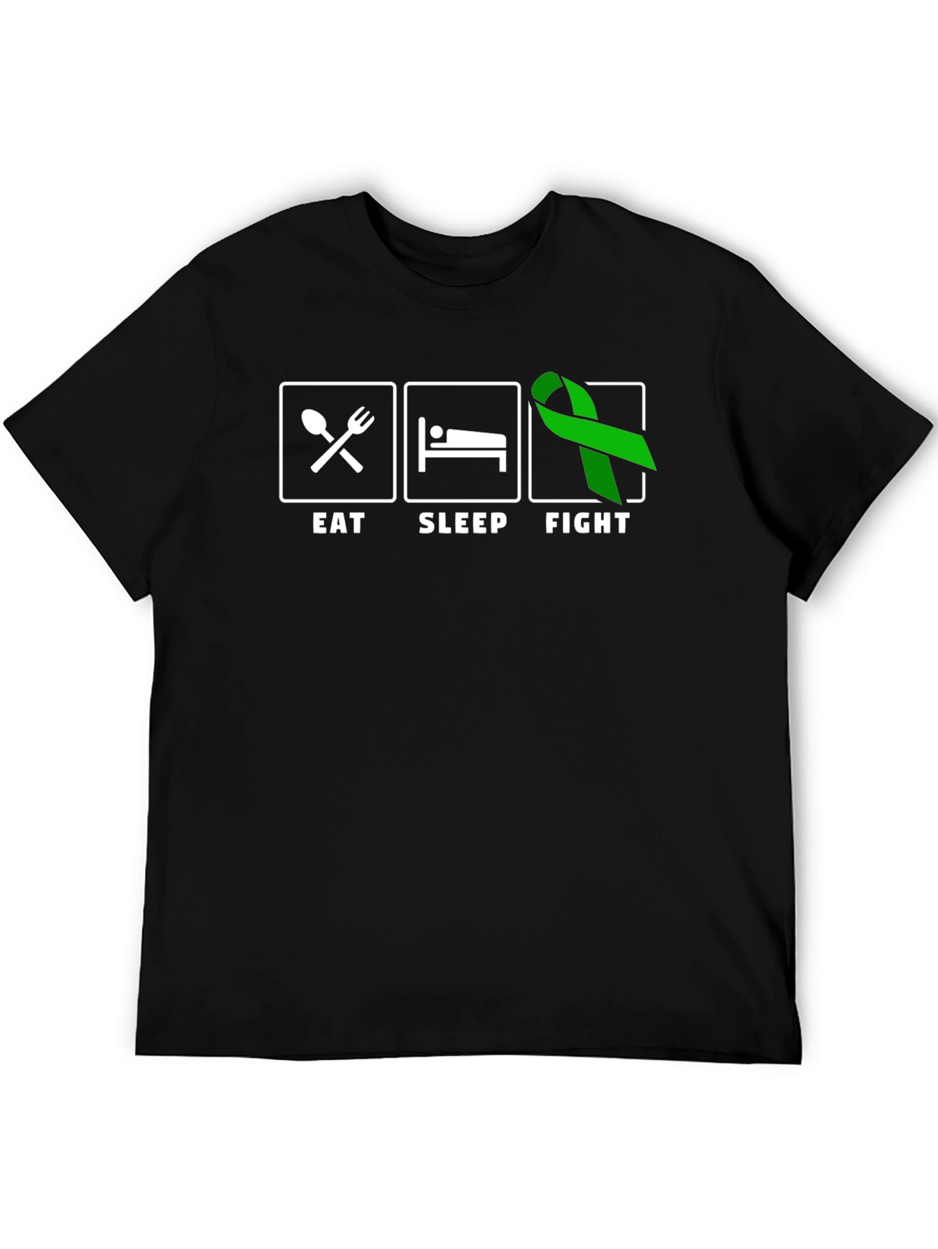 Eat Sleep Fight Green Ribbon T-Shirt
