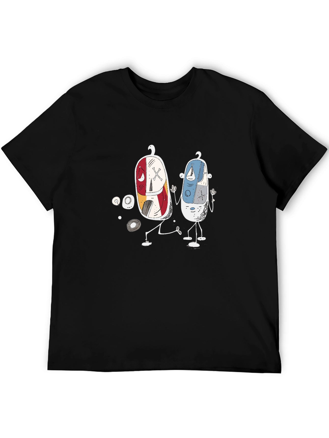 Funky Pill Pals Graphic Tee - Quirky Black T-Shirt
