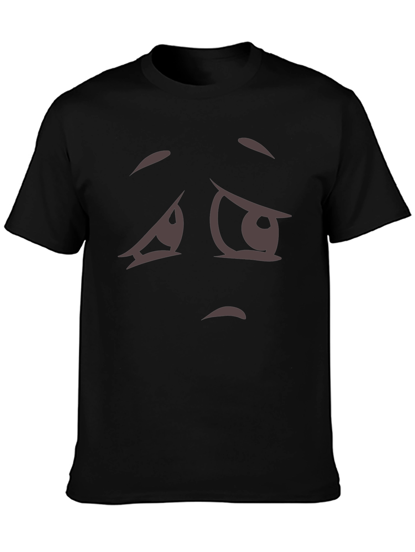 Expressive Sad Face Graphic Tee - Soft Cotton Blend