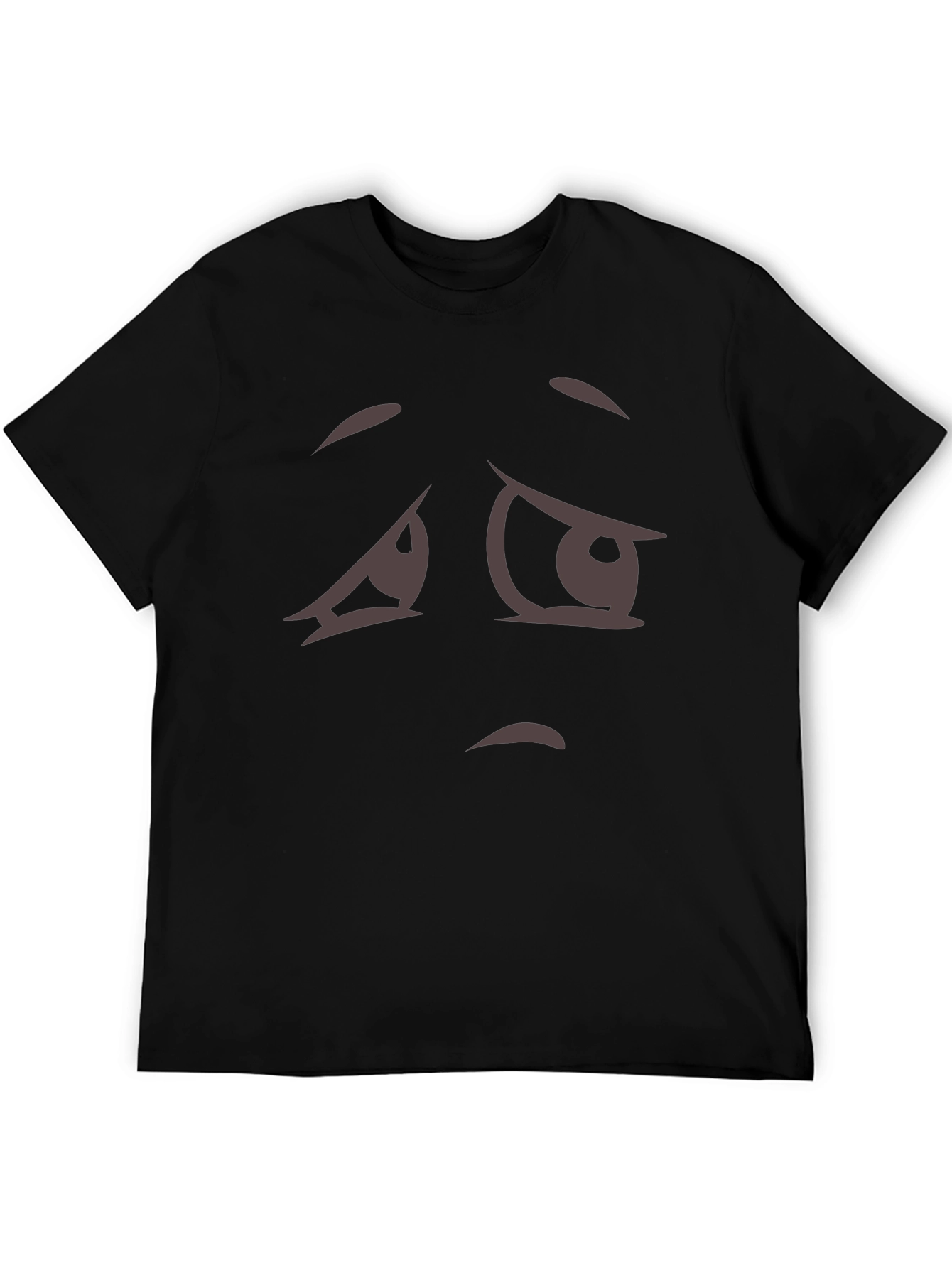 Expressive Sad Face Graphic Tee - Soft Cotton Blend