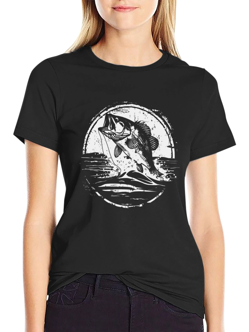 Bass Fishing Graphic Tee - Black