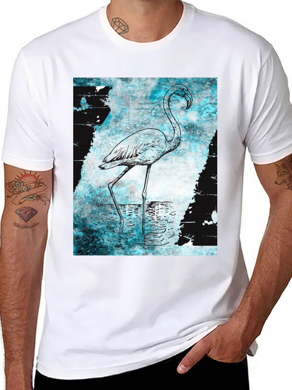 Flamingo Graphic Print Crew Neck T-Shirt