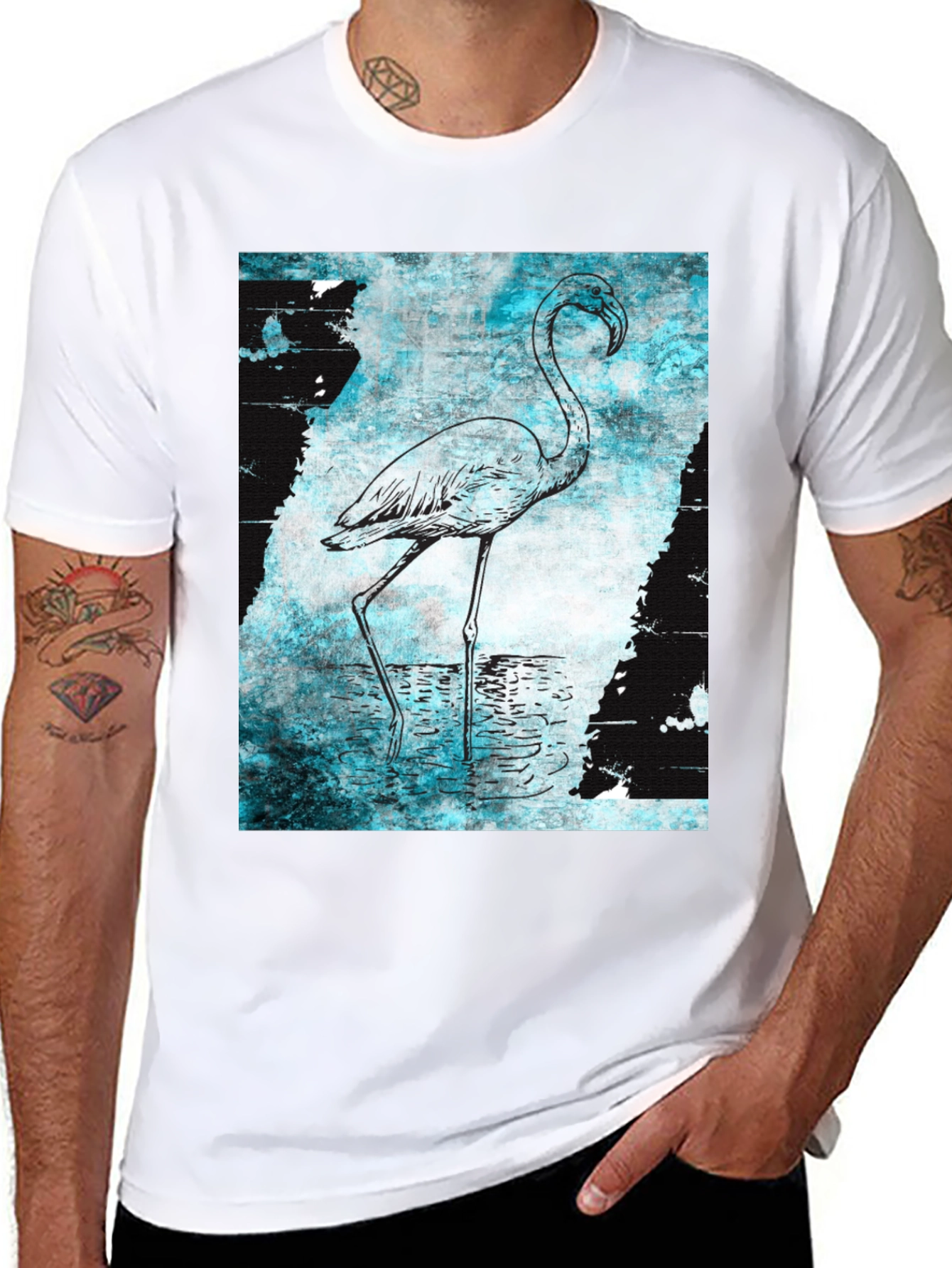 Flamingo Graphic Print Crew Neck T-Shirt