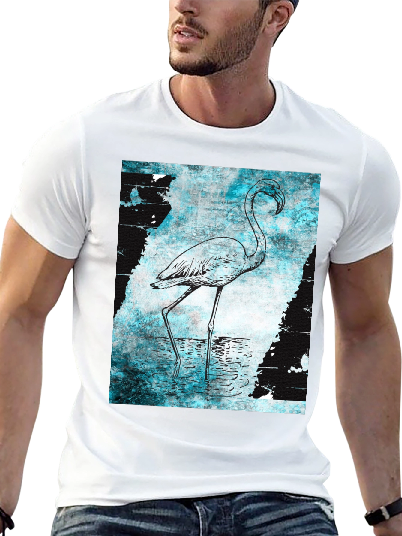 Flamingo Graphic Print Crew Neck T-Shirt
