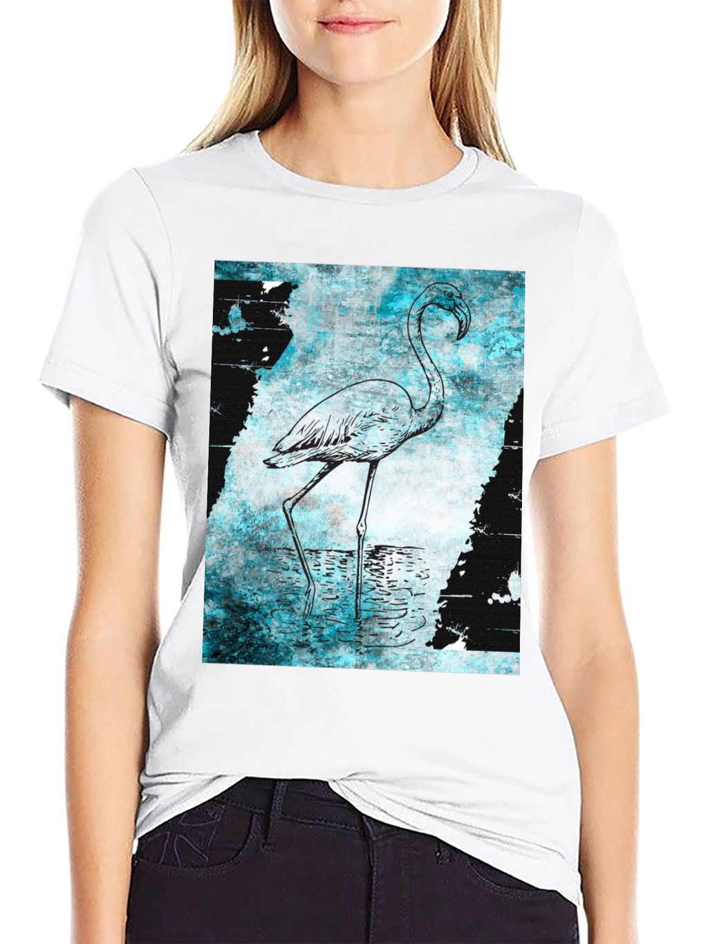 Flamingo Graphic Print Crew Neck T-Shirt