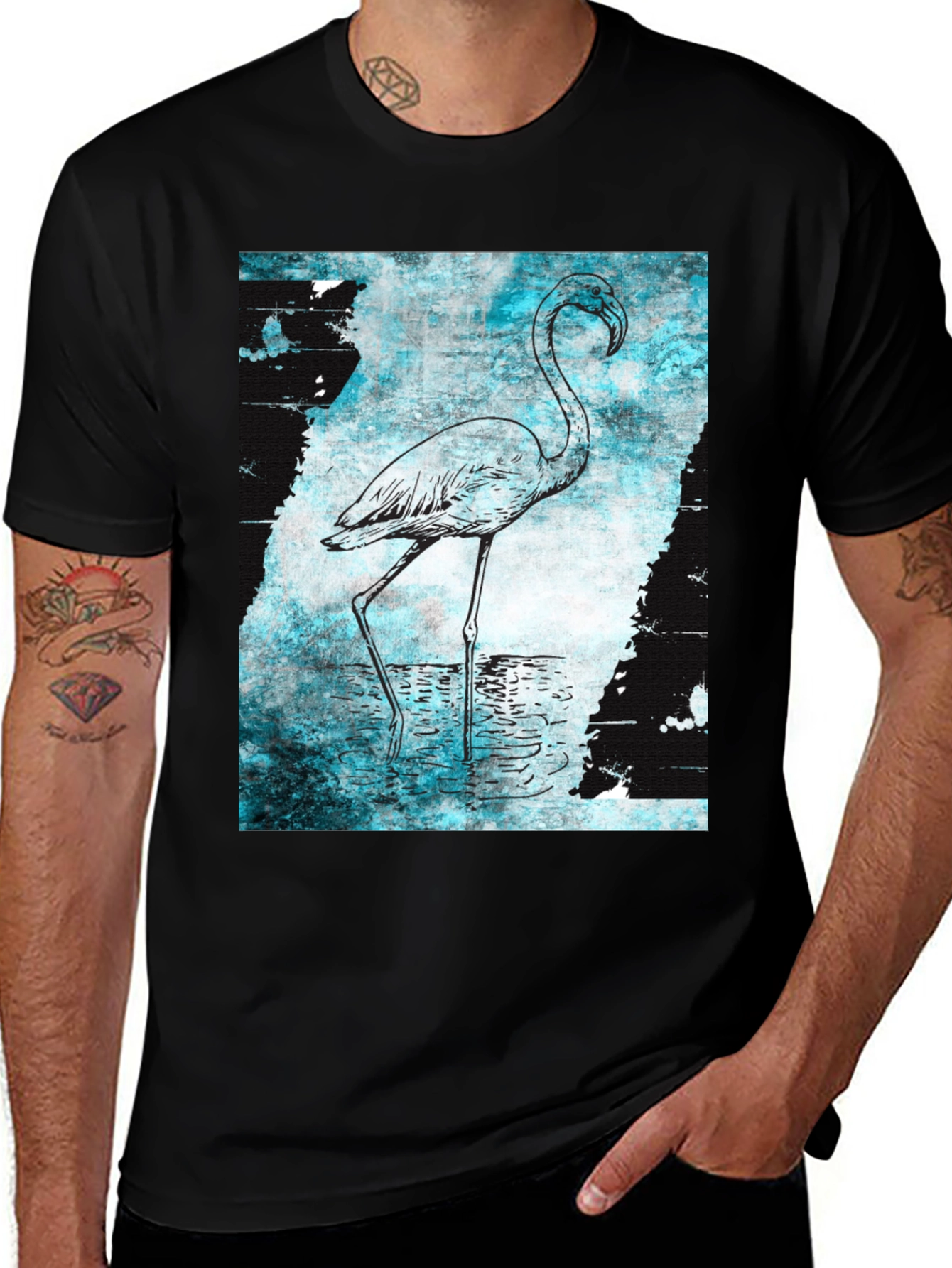 Flamingo Graphic Print Crew Neck T-Shirt