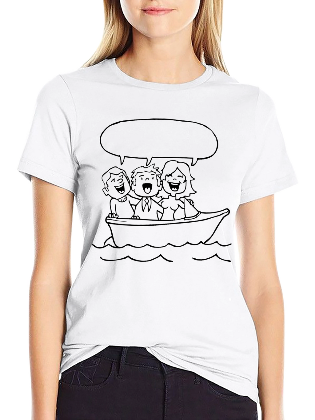 Cartoon Family Boat Trip Graphic Tee