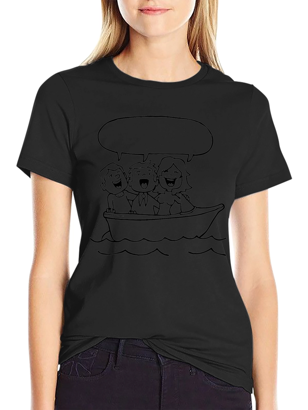 Cartoon Family Boat Trip Graphic Tee
