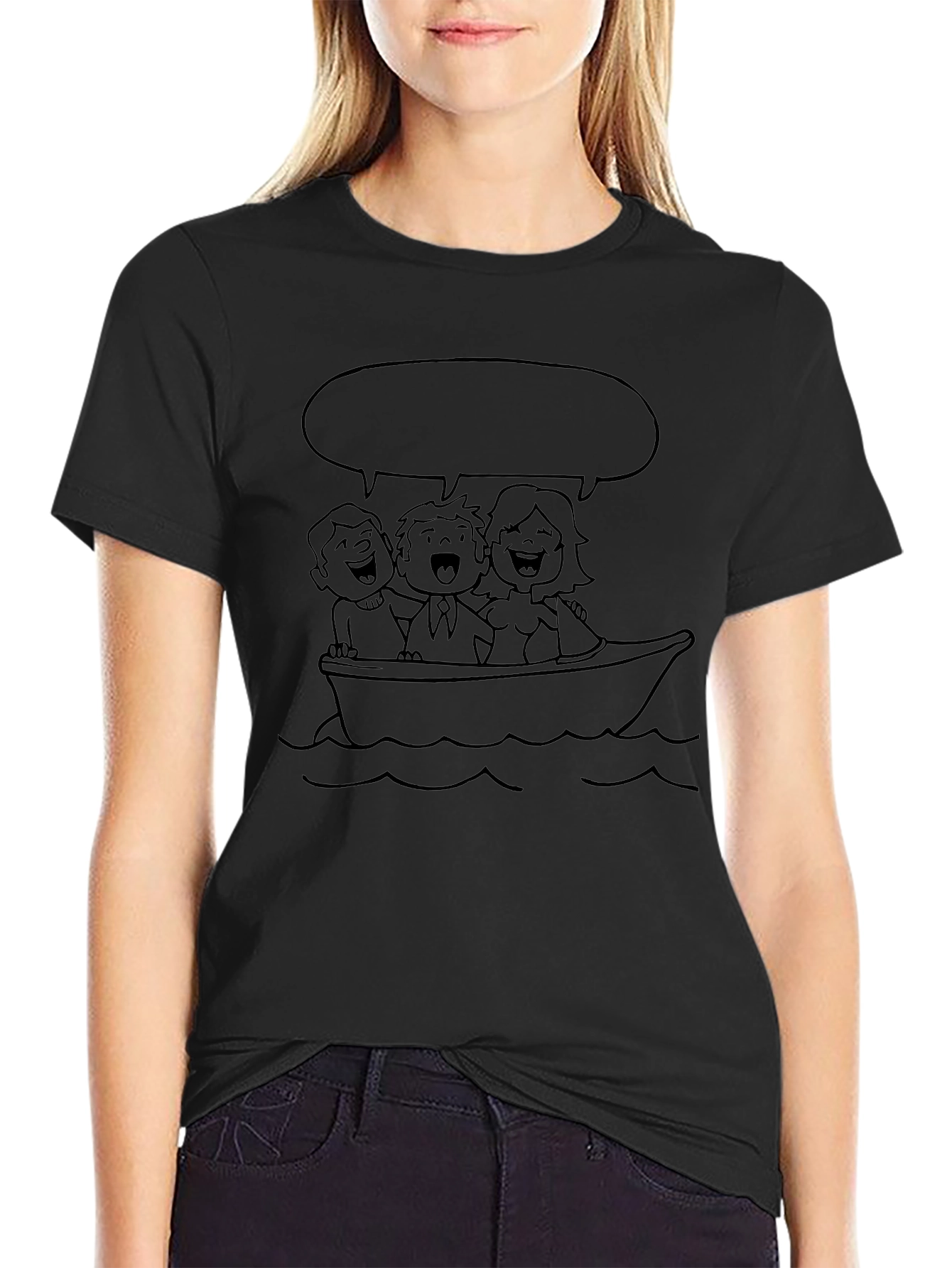 Cartoon Family Boat Trip Graphic Tee